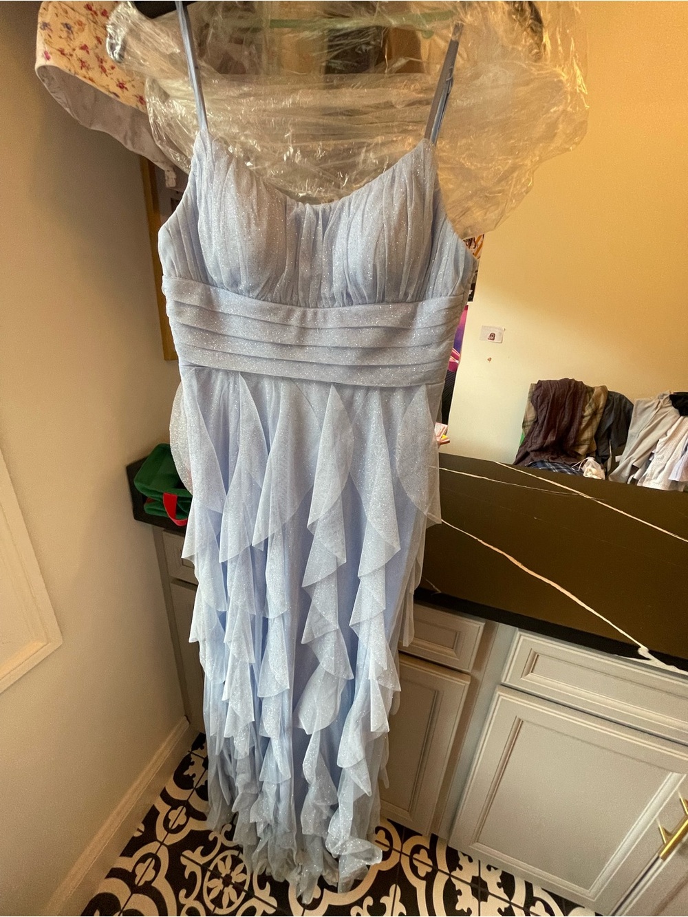 Light Blue Ruffle Evening Dress - Women size 6